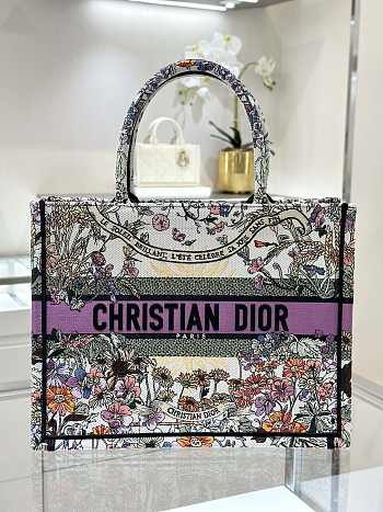 Dior Book Tote Ecru Saisons Autumn Soleil Embroidery - 36x18x28cm