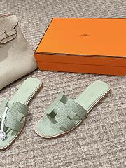 Hermes Slippers In Mint Green Lizard - 3