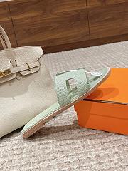 Hermes Slippers In Mint Green Lizard - 2