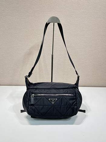 Prada Nylon Stick Black Canvas Shoulder Bag - 27x15.5x4cm