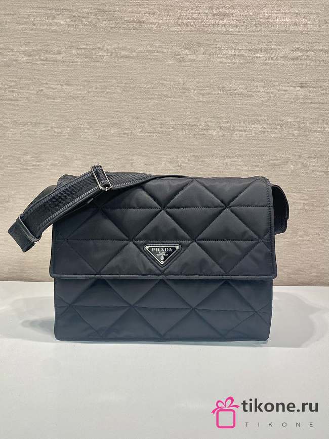 Prada Triangle-Logo Quilted Crossbody Bag - 36x28x14cm - 1