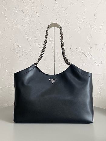 Prada Shopping Bag In Black Leather Handbag - 40×22×27cm