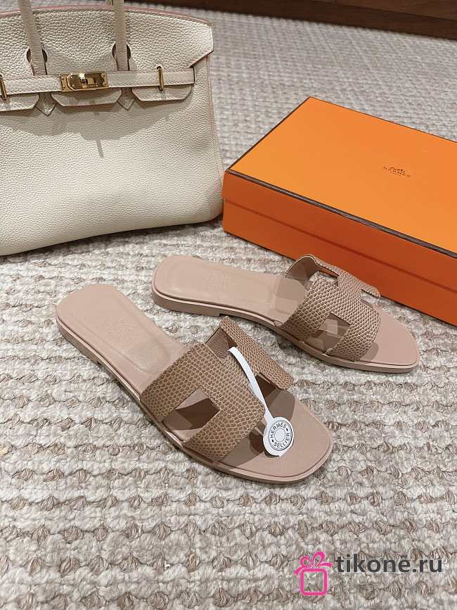 Hermes Oran Sandal Lizard Brown  - 1