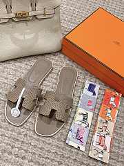 Hermes Slippers Elephant Grey Lizard - 4