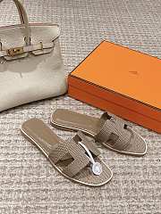 Hermes Slippers Elephant Grey Lizard 01 - 1