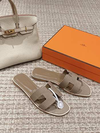 Hermes Oran Sandal Lizard Elephant Grey 01