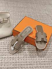 Hermes Slippers Elephant Grey Lizard 01 - 5