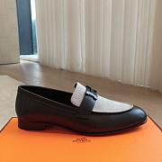 Hermes Loafers Natural Canvas Black Leather  - 5