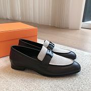 Hermes Loafers Natural Canvas Black Leather  - 3