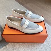 Hermes Loafter Grey Canvas White Leather - 1