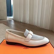 Hermes Loafter Grey Canvas White Leather - 4