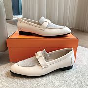 Hermes Loafter Grey Canvas White Leather - 3