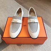 Hermes Loafter Grey Canvas White Leather - 2