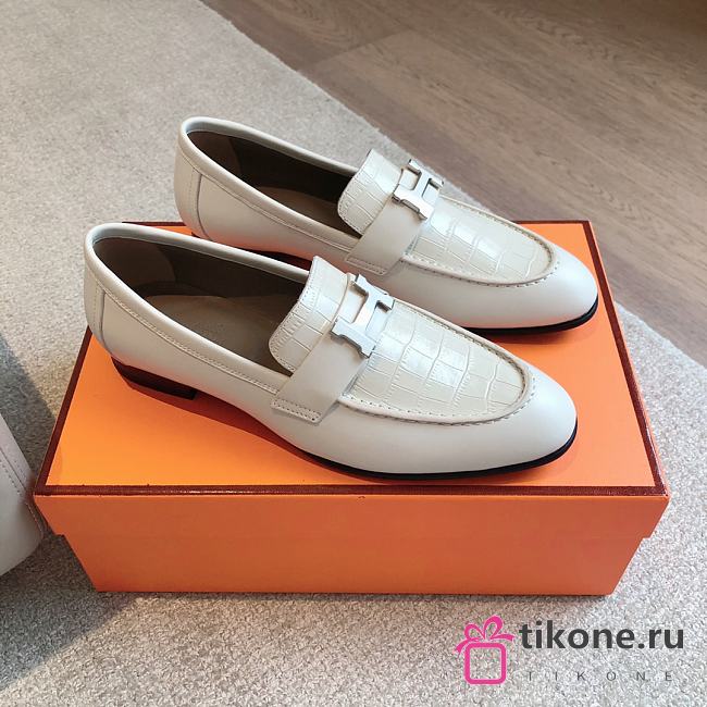 Hermes Loafers White Leather  - 1