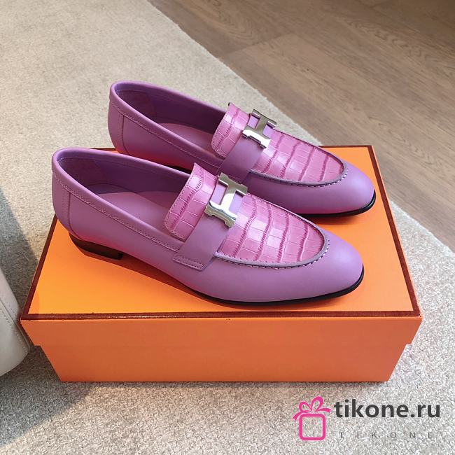 Hermes Loafers Purple Leather  - 1