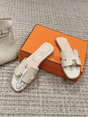 Hermes Oran Sandal Lizard White  - 4