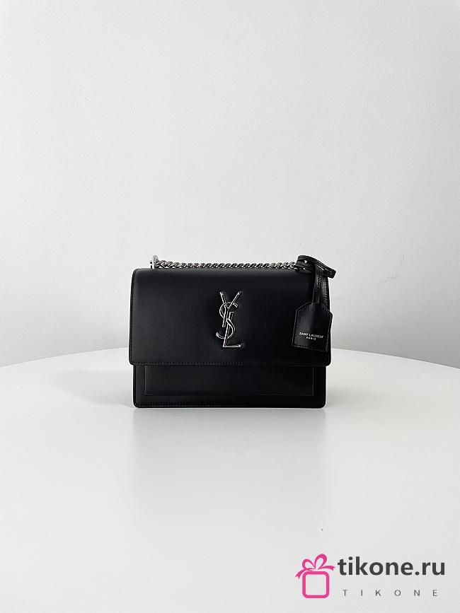 YSL Calfskin Medium Monogram Sunset Black - 22x8x16cm - 1