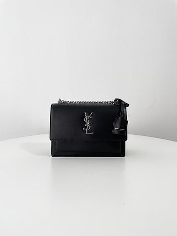 YSL Calfskin Medium Monogram Sunset Black - 22x8x16cm