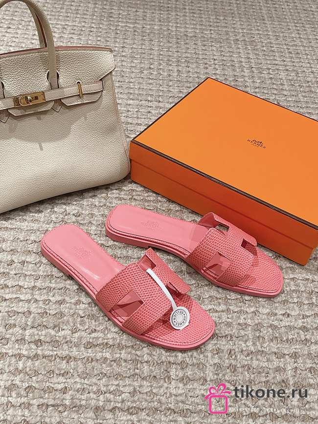 Hermes Slippers Pink Lizard - 1