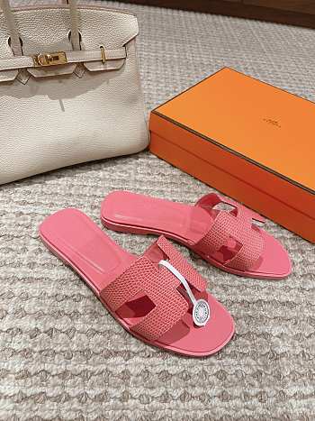 Hermes Slippers Pink Lizard 02