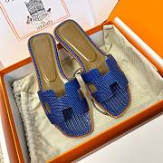 Hermes Oran Sandal Lizard Blue - 1