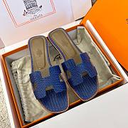 Hermes Oran Sandal Lizard Blue - 4