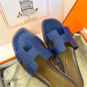 Hermes Oran Sandal Lizard Blue - 3