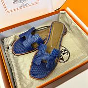 Hermes Oran Sandal Lizard Blue - 2