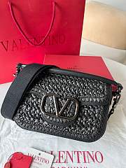 Valentino Garavani Black Raffia Bag - 23.5x18x8cm - 5