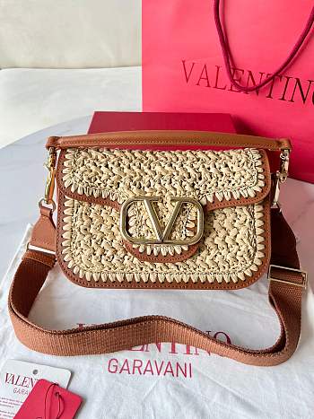 Valentino Garavani Natural Raffia Bag - 23.5x18x8cm