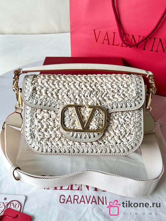 Valentino Garavani White Raffia Bag - 23.5x18x8cm - 1