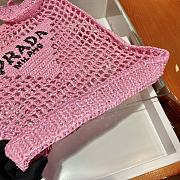 Prada Yarn Raffia Crochet Embroidered Pink Tote Bag - 36x38x3cm - 4