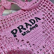 Prada Yarn Raffia Crochet Embroidered Pink Tote Bag - 36x38x3cm - 3