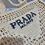 Prada Yarn Raffia Crochet Embroidered Beige Tote Bag - 36x38x3cm - 2