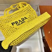 Prada Yarn Raffia Crochet Embroidered Yellow Tote Bag - 36x38x3cm - 4