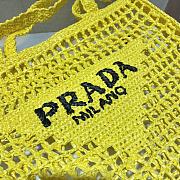 Prada Yarn Raffia Crochet Embroidered Yellow Tote Bag - 36x38x3cm - 3