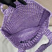 Prada Yarn Raffia Crochet Embroidered Violet Tote Bag - 36x38x3cm - 4