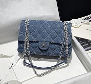 Chanel Denim Quilted Medium Flap Blue Bag - 26x18x7cm - 1