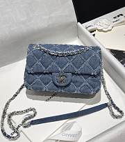 Chanel Denim Quilted Small Flap Blue Bag - 20x13x6.5cm - 1