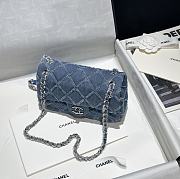 Chanel Denim Quilted Small Flap Blue Bag - 20x13x6.5cm - 4