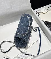 Chanel Denim Quilted Small Flap Blue Bag - 20x13x6.5cm - 3