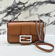 Fendi Baguette Brown Selleria Bag - 19.5x4.5x13cm - 1