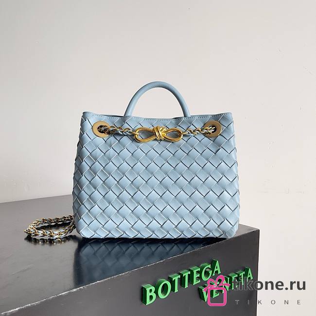 Bottega Veneta Small Andiamo With Chain Blue - 25×22×10.5cm - 1