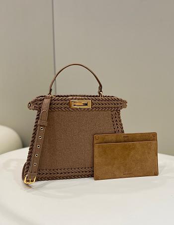 Fendi Peekaboo Brown Suede Bag - 33x11x26cm