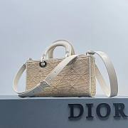 Dior Horizontal Raffia Bag With White Handles 26cm - 2