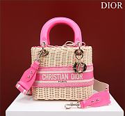 Dior Lady Wicker Hot Pink Handles - 24x20x11cm - 1