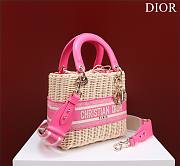 Dior Lady Wicker Hot Pink Handles - 24x20x11cm - 5