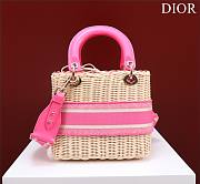 Dior Lady Wicker Hot Pink Handles - 24x20x11cm - 4