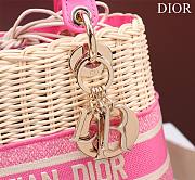 Dior Lady Wicker Hot Pink Handles - 24x20x11cm - 3