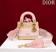 Mini Lady Dior Bag Wicker Powder Pink Handles - 17x15x7cm - 1